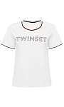 TWINSET: Футболка с вышивкой
