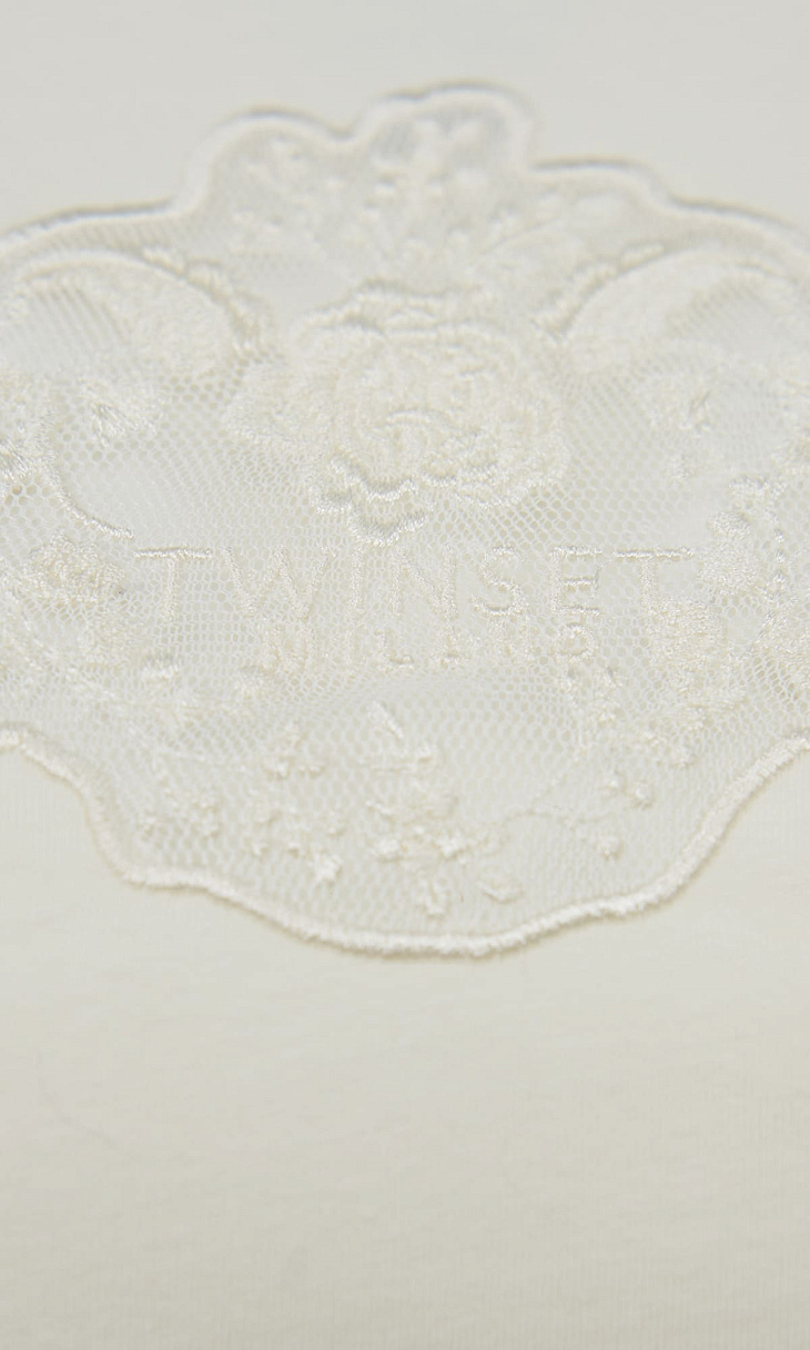 TWINSET: Футболка с кружевом