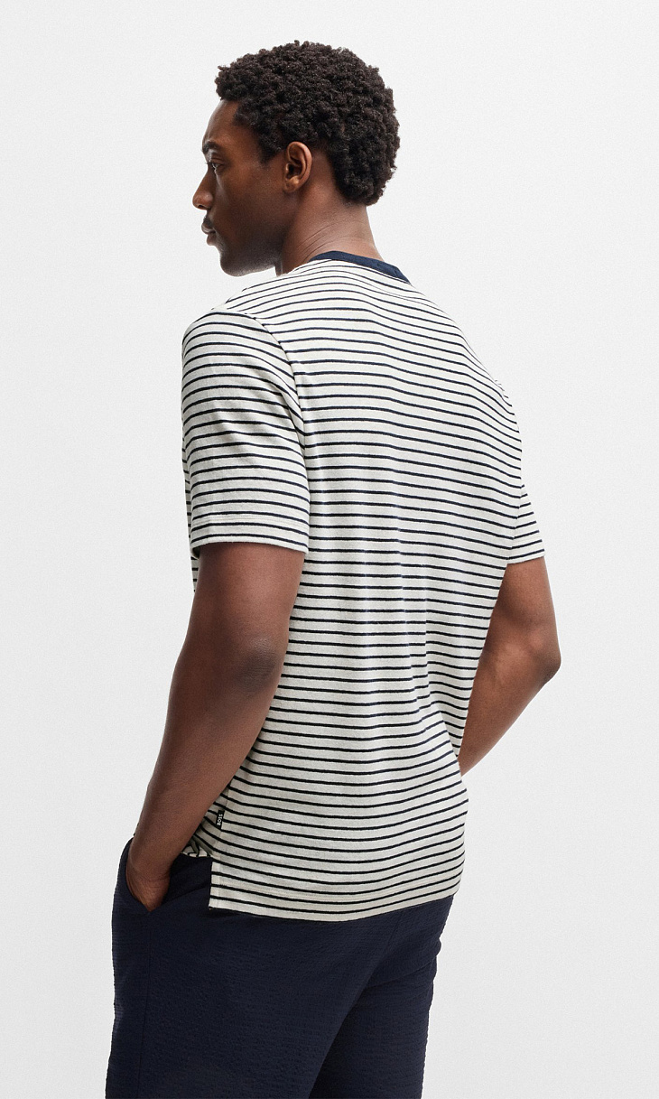 HUGO BOSS: Футболка из хлопка и льна