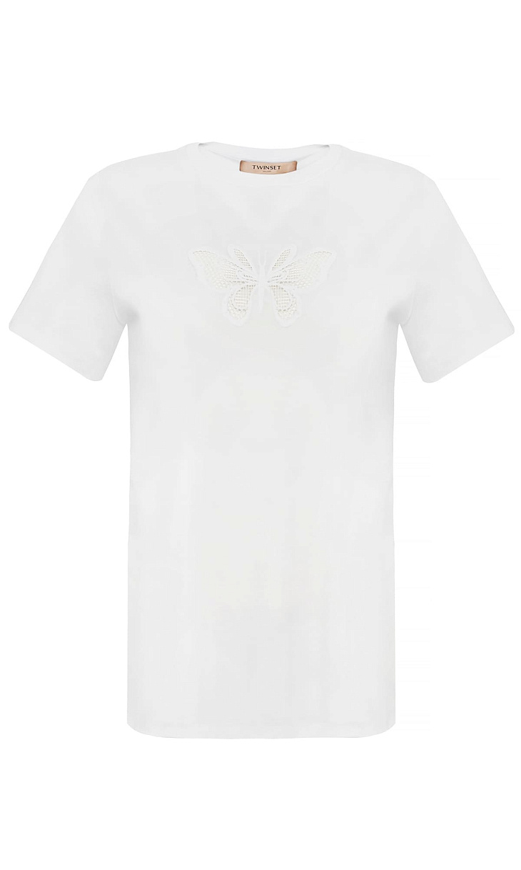 TWINSET: Футболка с вышивкой